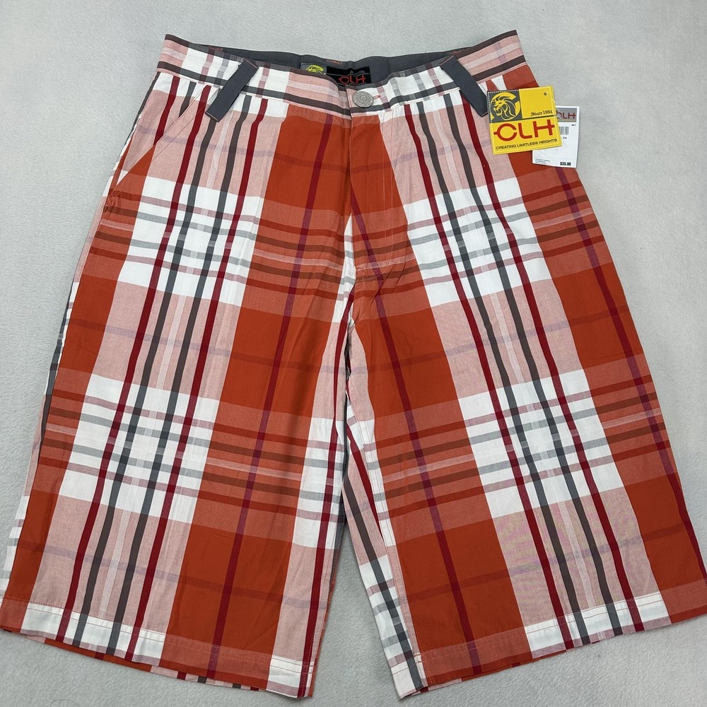 CLH‎ Shorts Mens 34 Red Plaid Golf Baggy Vintage Y2K Creating Limitless Heights